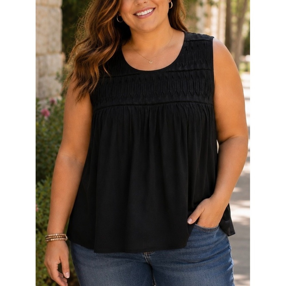 Daniel Rainn‎ Womens Sleeveless Blouse Black Plus XXL Summer Casual Boho Top